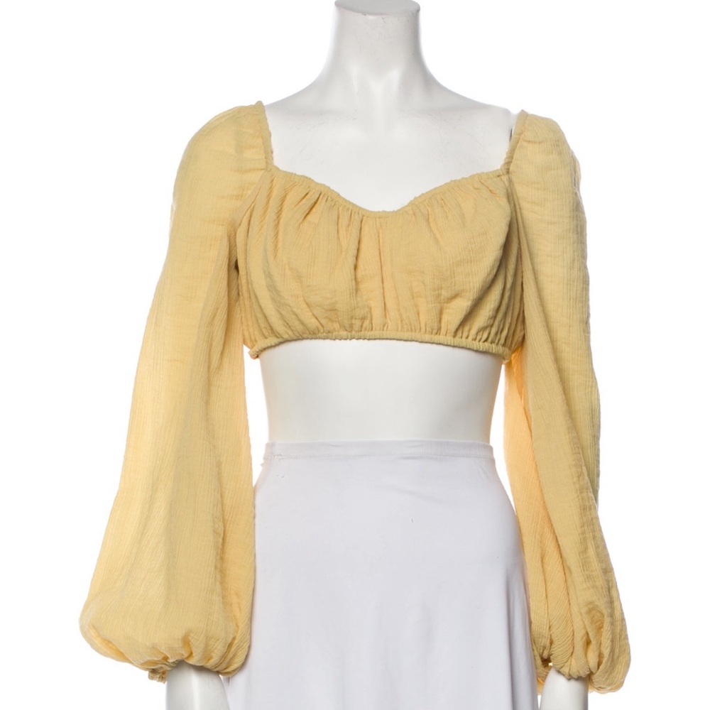 NWT Cult Gaia Long Sleeve Yellow Crop Top | S